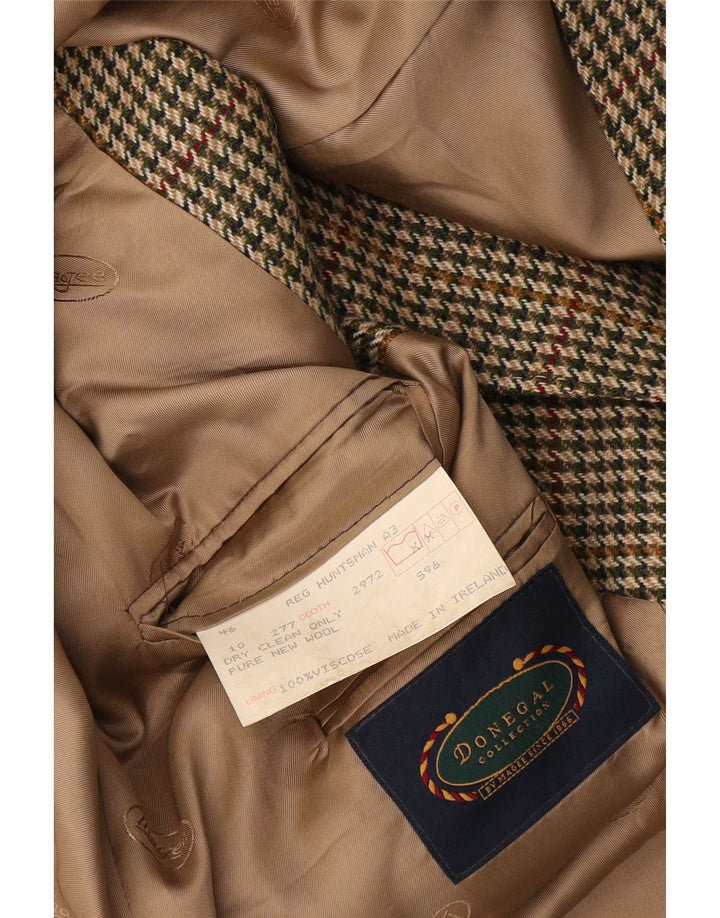 DONEGAL Chaqueta Blazer de 3 Botones para Hombre UK 46 3XL Beige Pata de Gallo Lana Nueva