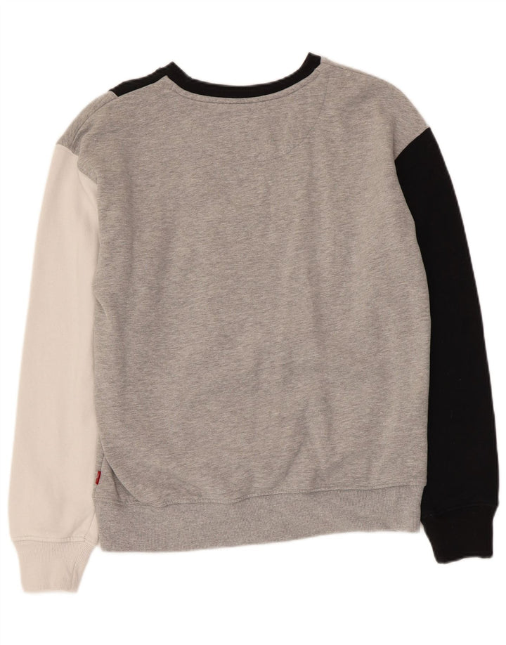LEVI'S Boys Graphic Sweatshirt Jumper 13-14 Years Grey Colourblock Cotton