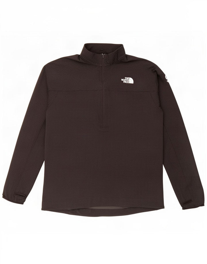 The North Face Hombre Zip Neck Jersey Chándal Top Grande Negro Manchado