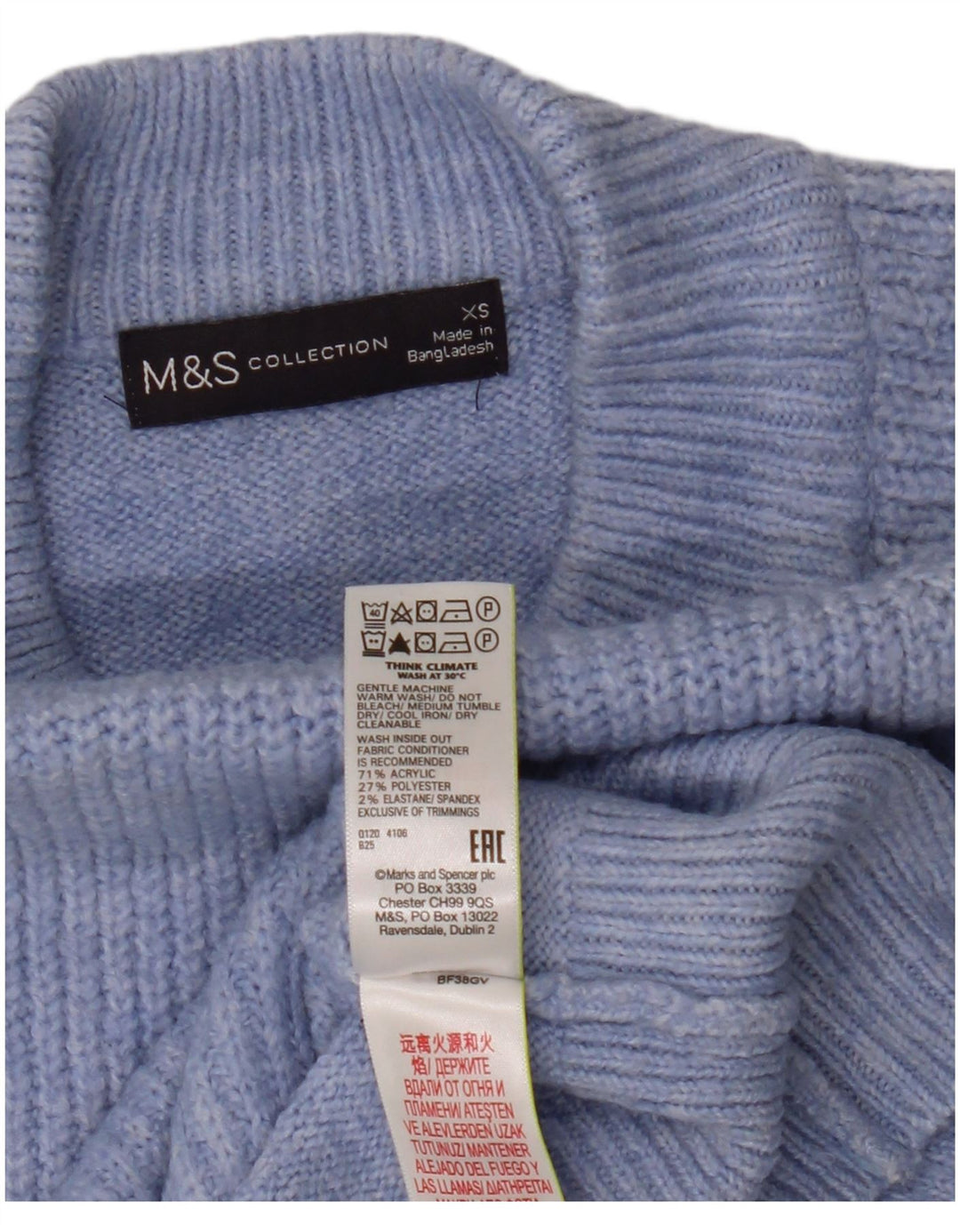 Marks & Spencer Jersey extragrande con cuello de tortuga para mujer UK 6 XS Azul