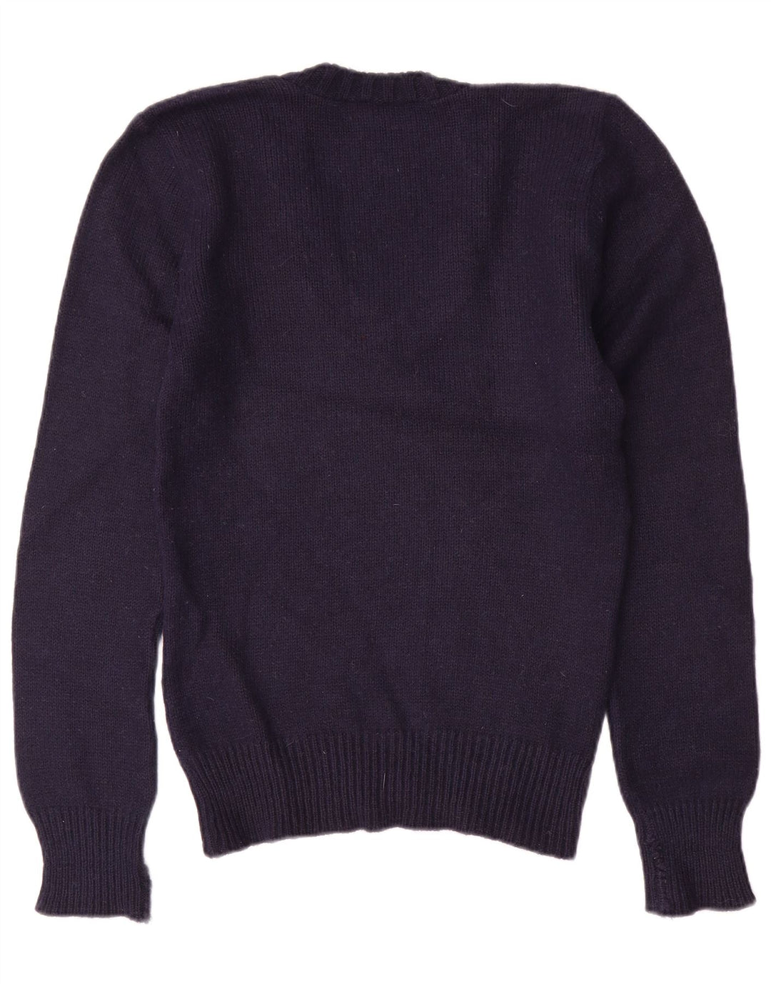 VINTAGE Mujer V-Cuello Jumper Suéter Reino Unido 10 Pequeño Azul Marino