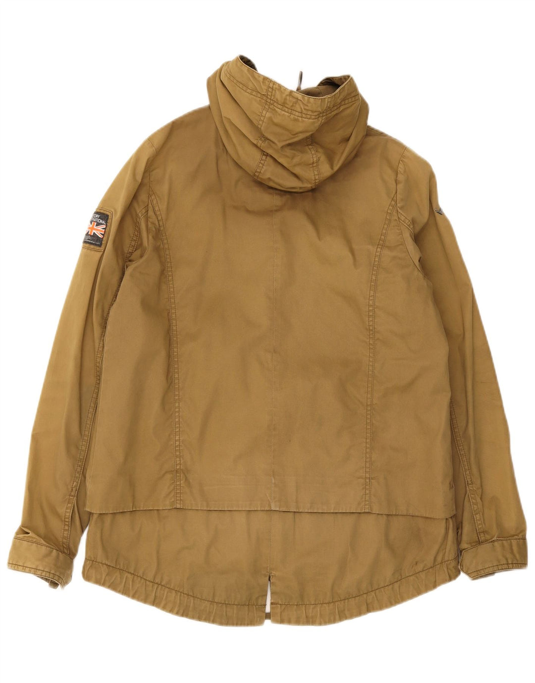 Superdry Parka con capucha para mujer, talla 40, algodón caqui mediano