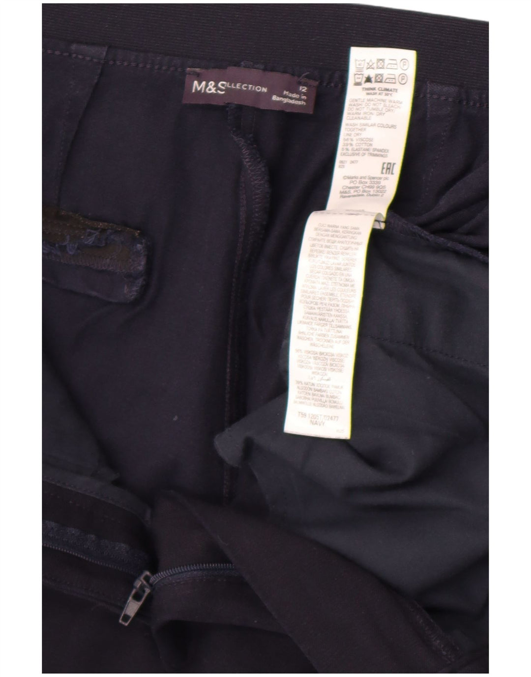 Marks & Spencer Pantalones de traje para mujer UK 12 Medium W30 L26 Azul marino