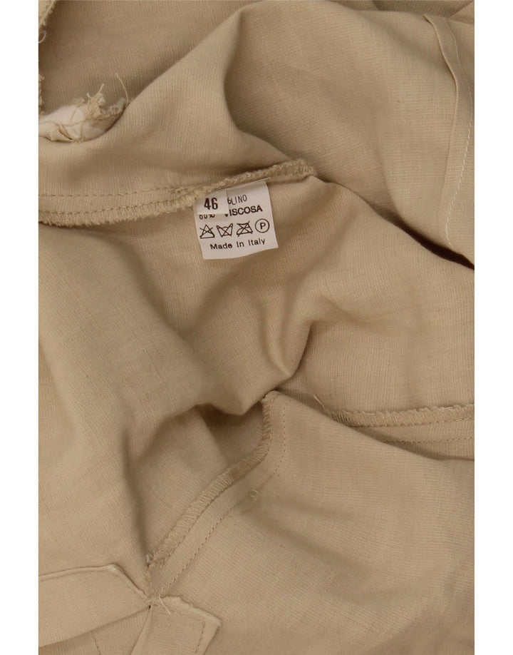 VINTAGE Chaqueta Blazer de manga corta para mujer de 3 botones IT 46 Beige grande
