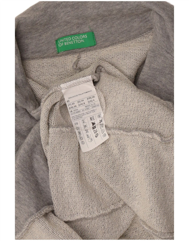 Benetton Chaqueta Americana De 1 Botón Para Mujer UK 8 Small Gris Algodón
