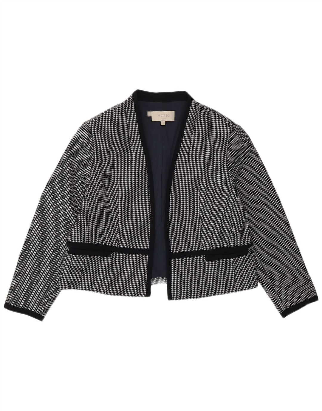 Hobbs Chaqueta tipo blazer abierta para mujer UK 18 XL Poliéster geométrico azul marino