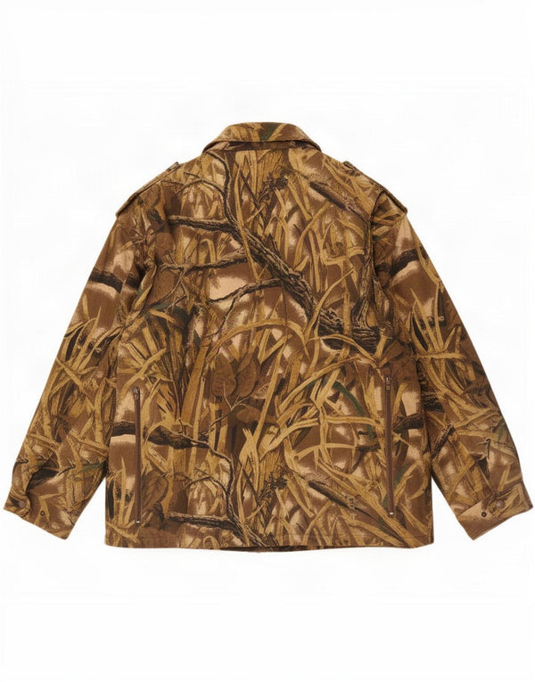 Isla de Piedra Chaqueta Militar Hombre UK 42 XL Algodón Camuflaje Marrón