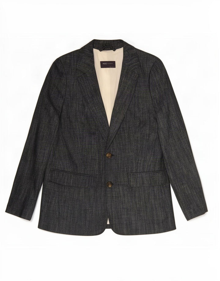 Marks & Spencer Chaqueta Blazer de 2 Botones para Mujer UK 8 Small Azul Marino Algodón