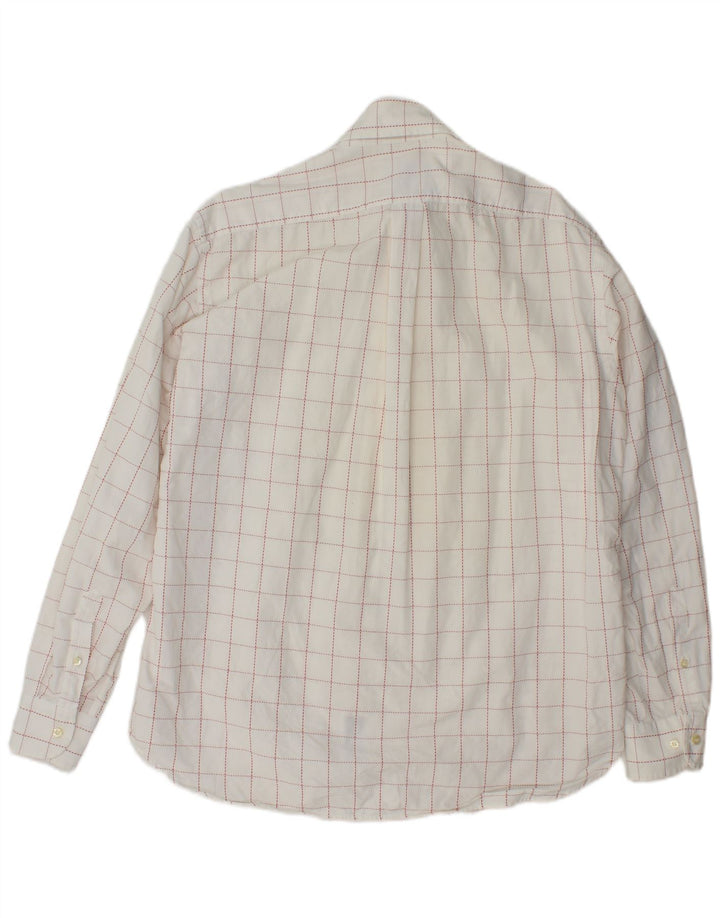 Camisa Brooksfield para hombre talla 41 algodón a cuadros blanco grande