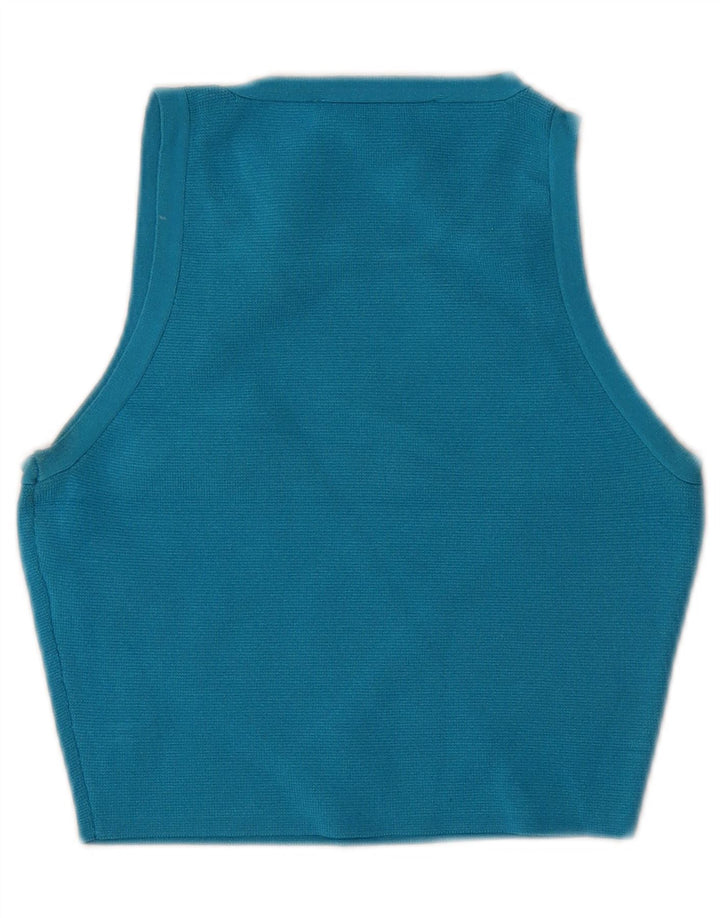 Zara Mujer Crop Vest Top UK 8 Small Viscosa Azul