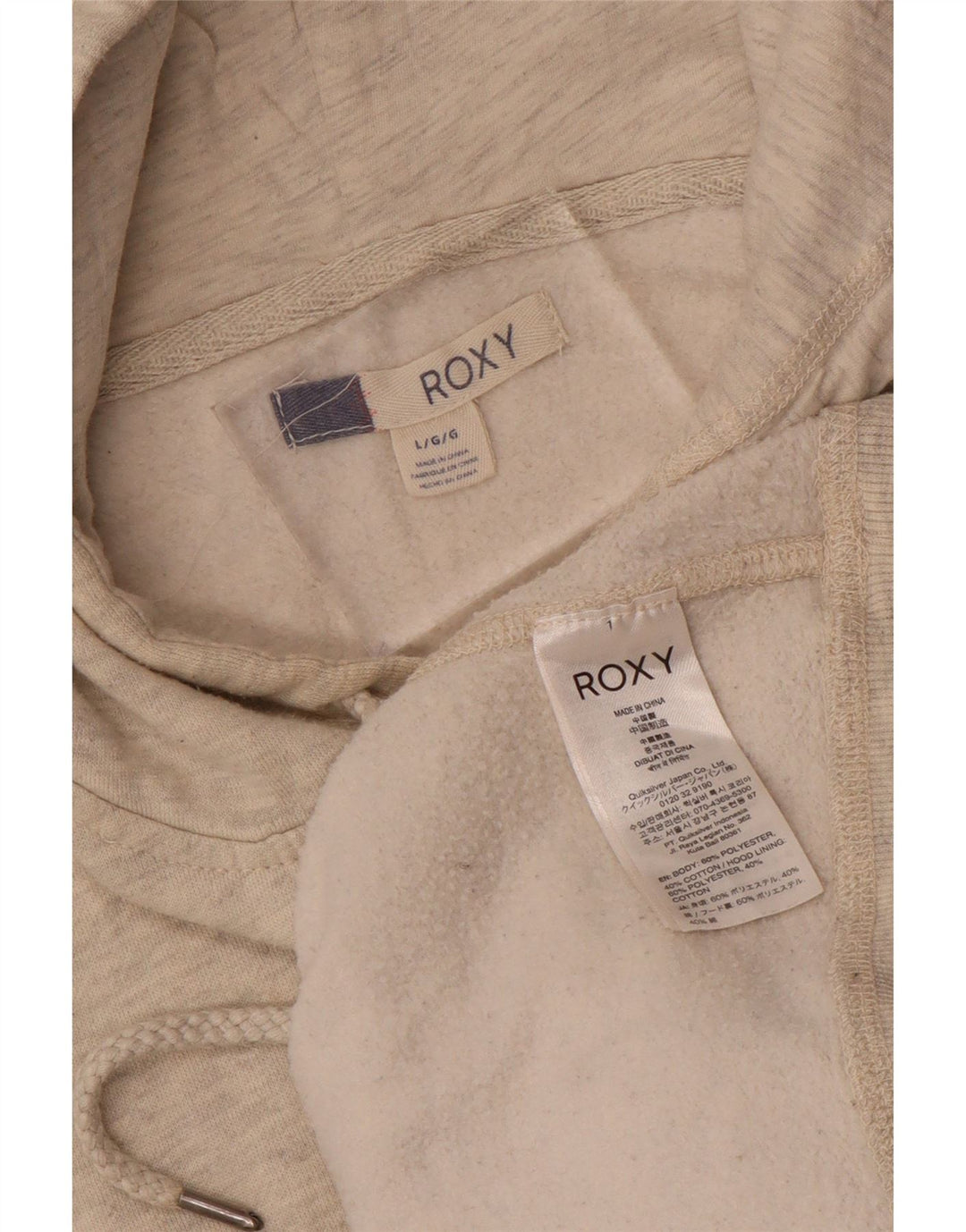 ROXY Jersey con capucha gráfica para mujer UK 46 Large Beige Moteado Poliéster