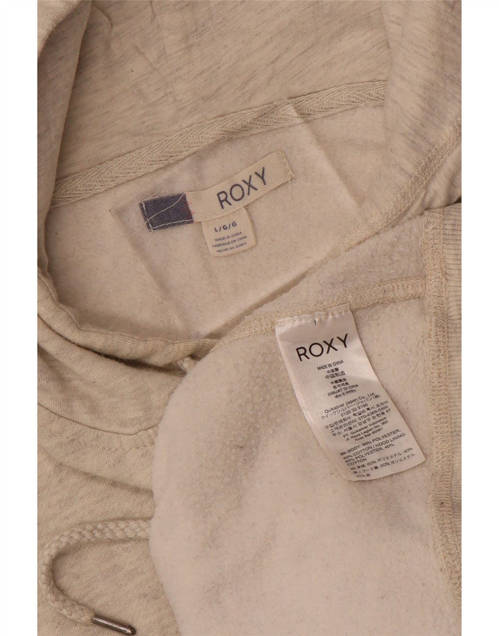 ROXY Jersey con capucha gráfica para mujer UK 46 Large Beige Moteado Poliéster