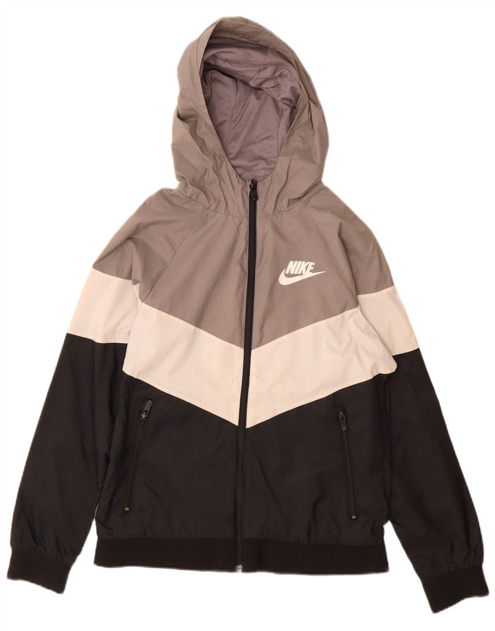 Nike Chaqueta impermeable con capucha para niños de 12 a 13 años, talla grande, nailon multicolor