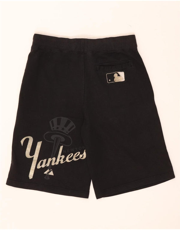 Majestic Mens New York Yankees Graphic Sport Shorts Pequeño Algodón Negro