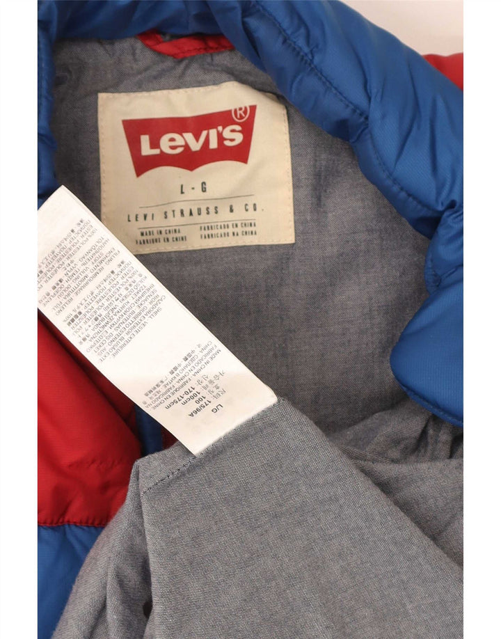 Chaleco acolchado para hombre Levi's UK 40 Poliéster con bloques de color azul grande