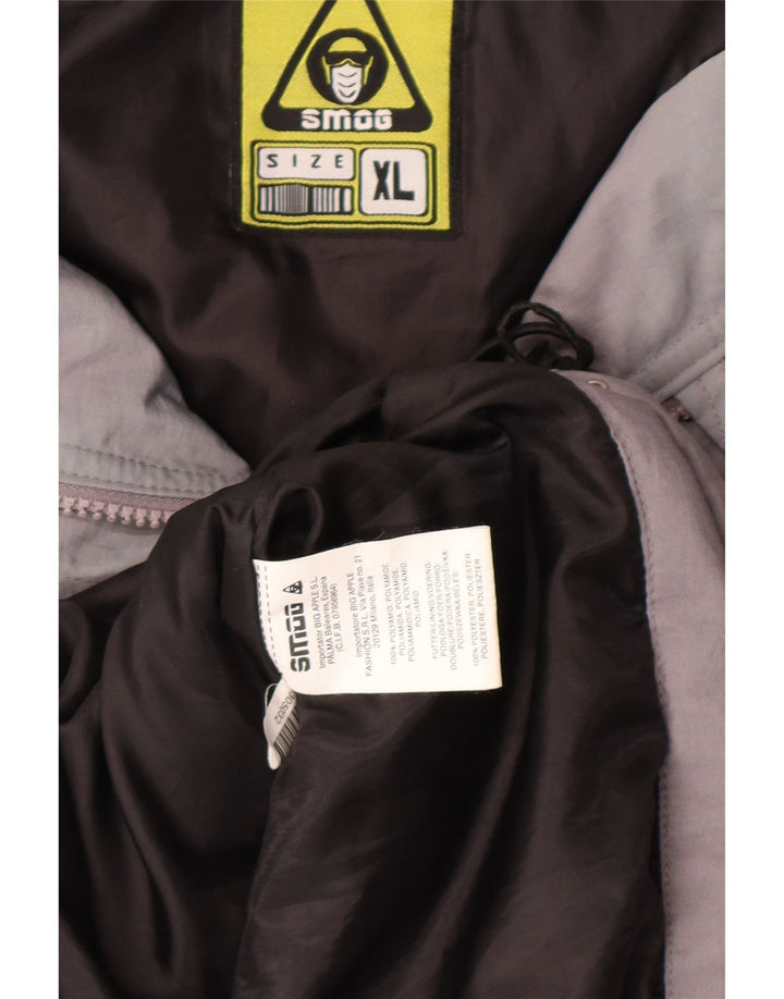 SMOG Mens Hooded Windbreaker Jacket UK 42 XL Grey Polyamide
