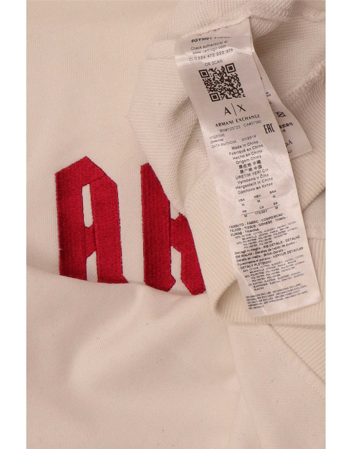 Armani Exchange Sudadera gráfica para mujer Jumper UK 14 Algodón blanco mediano