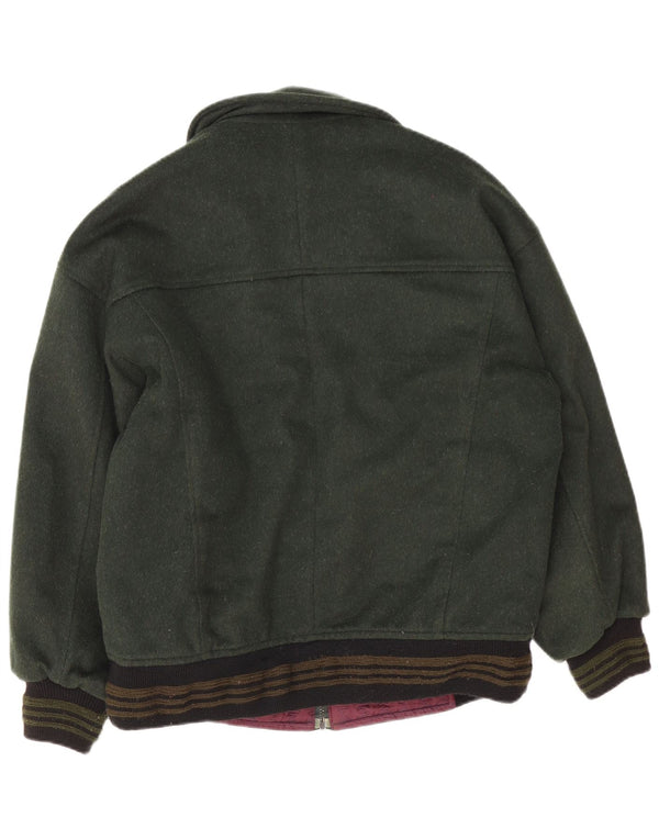 Chaqueta bomber vintage para hombre Reino Unido 40 Bloque de color verde grande