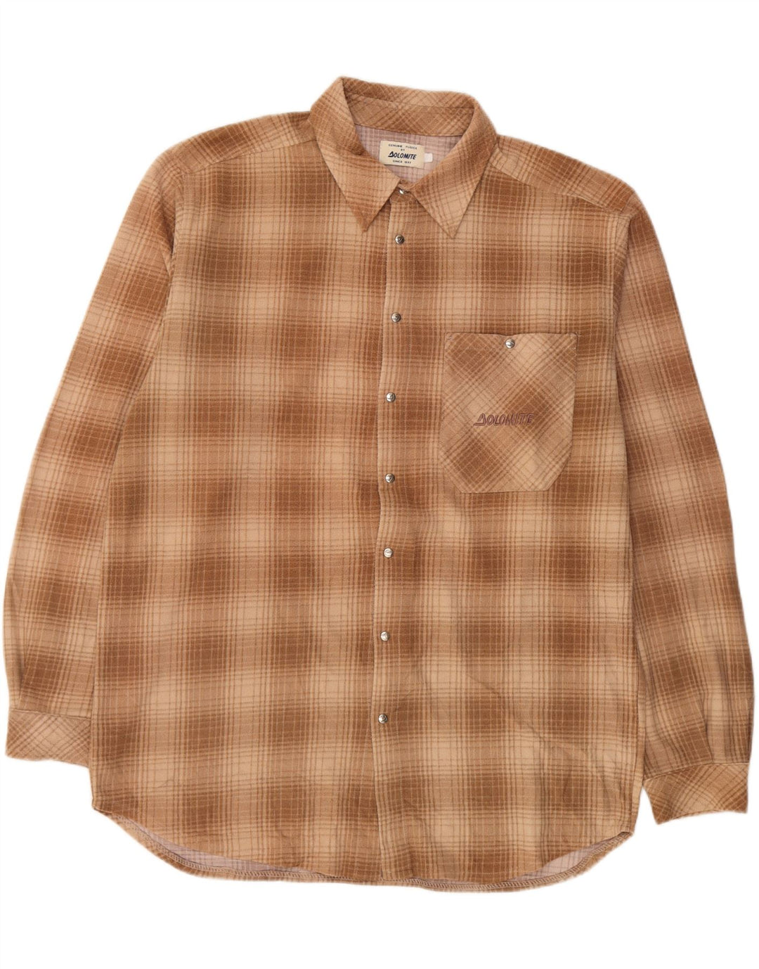 DOLOMITE Camisa de franela para hombre Cuadros beige grandes