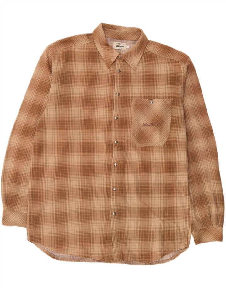DOLOMITE Camisa de franela para hombre Cuadros beige grandes
