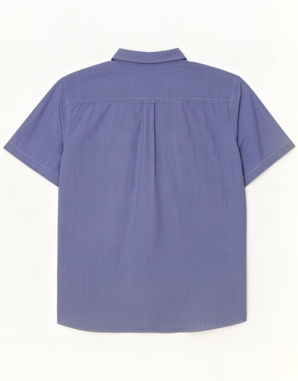 Chaps Mens Short Sleeve Shirt XL Blue Houndstooth Cotton