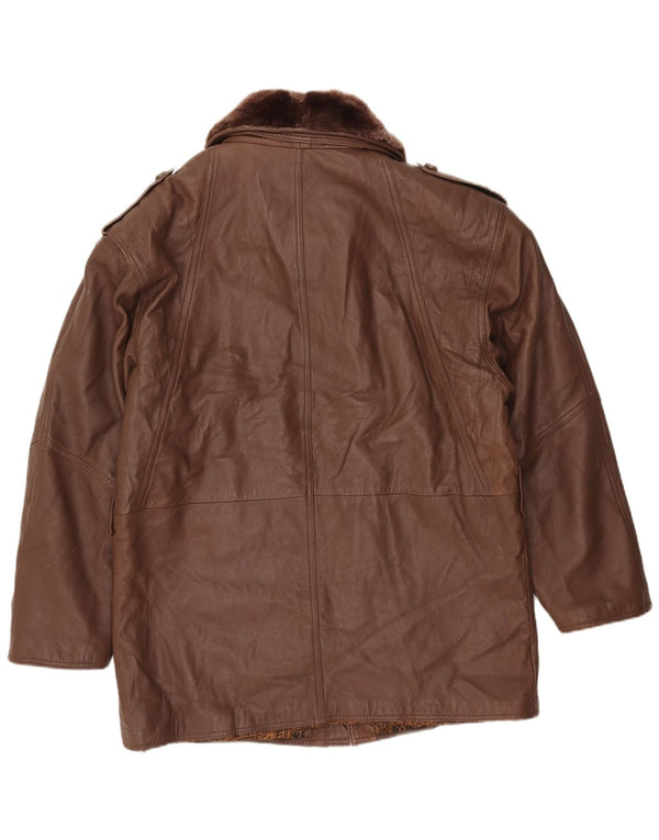 Chaqueta de cuero vintage para hombre IT 52 XL cuero marrón