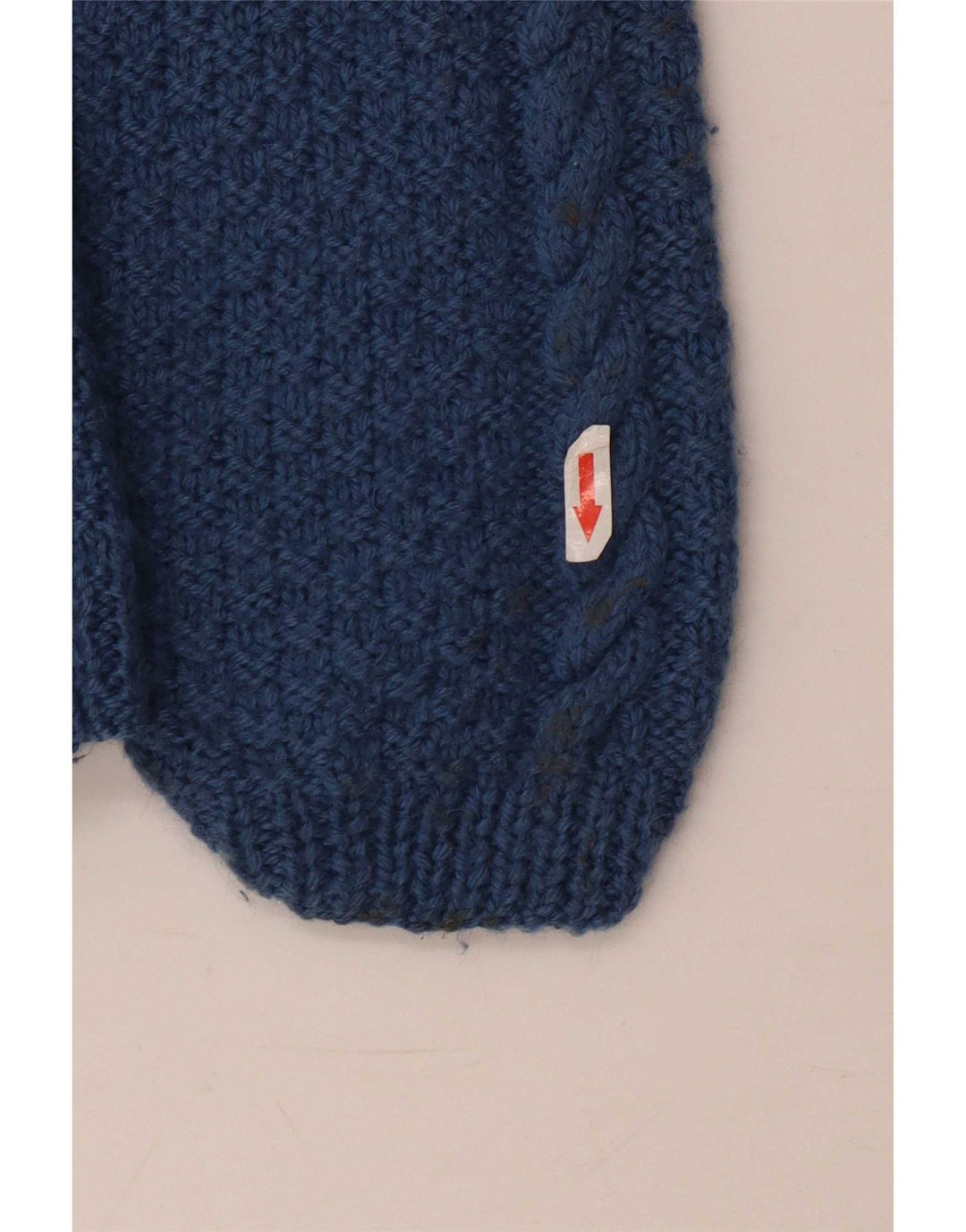 Vintage hombres barco cuello jumper suéter azul medio