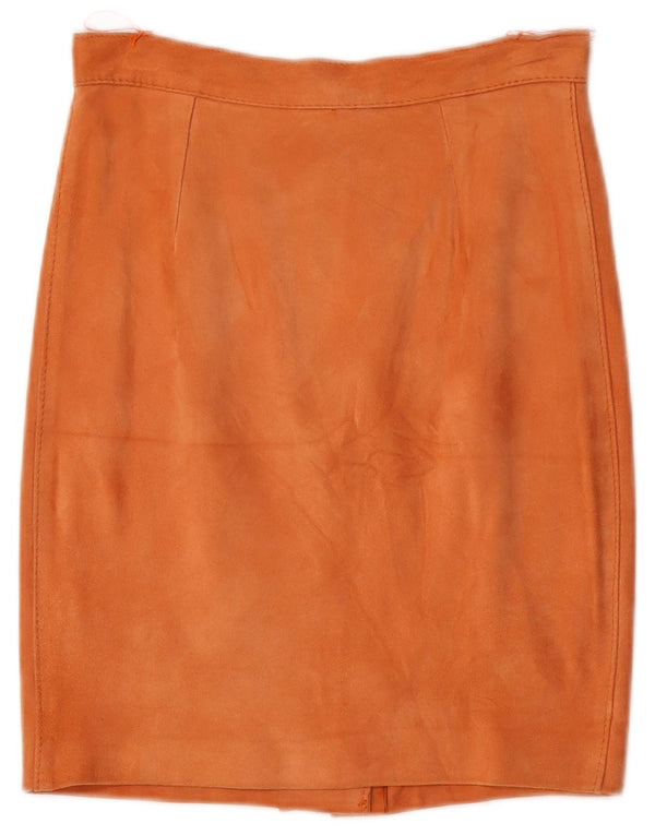 Vintage mujer ante lápiz falda W26 pequeña naranja