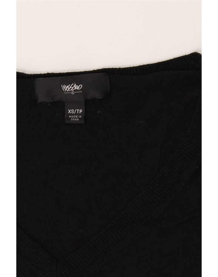 MOSSIMO Womens V-Neck Jumper Sweater UK 6 XS Black Nylon Vintage Mossimo and Second-Hand Mossimo from Messina Hembry 