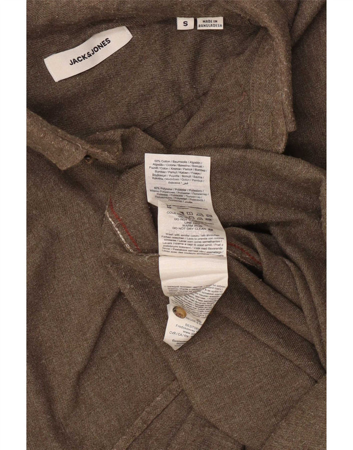 Jack & Jones Hombre Camisa De Franela Small Algodón Caqui
