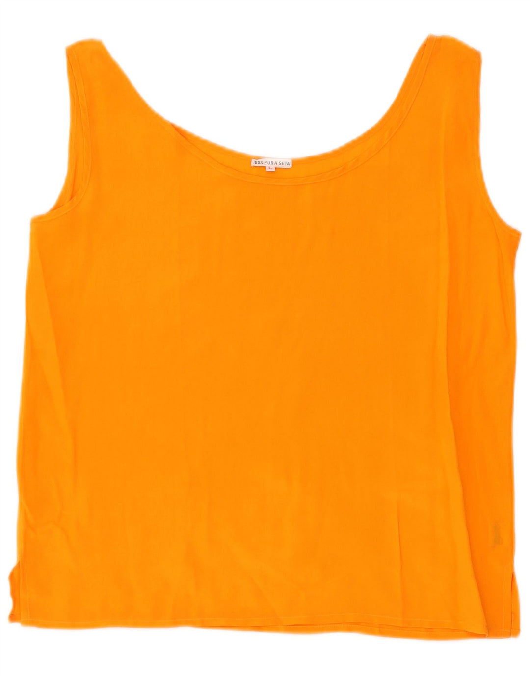 VINTAGE Blusa sin mangas para mujer Top UK 16 Seda naranja grande