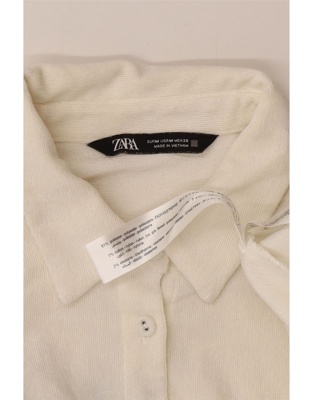 Zara Mujer Camisa Extragrande UK 44 Mediano Blanco Poliéster