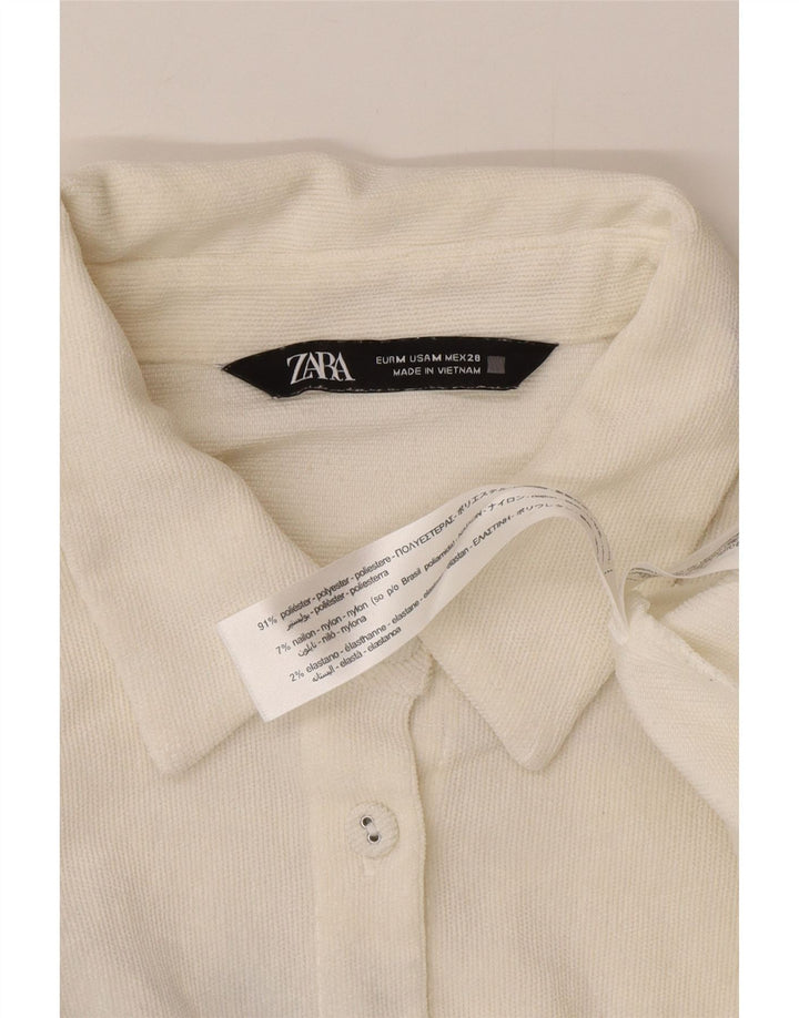 Zara Mujer Camisa Extragrande UK 44 Mediano Blanco Poliéster