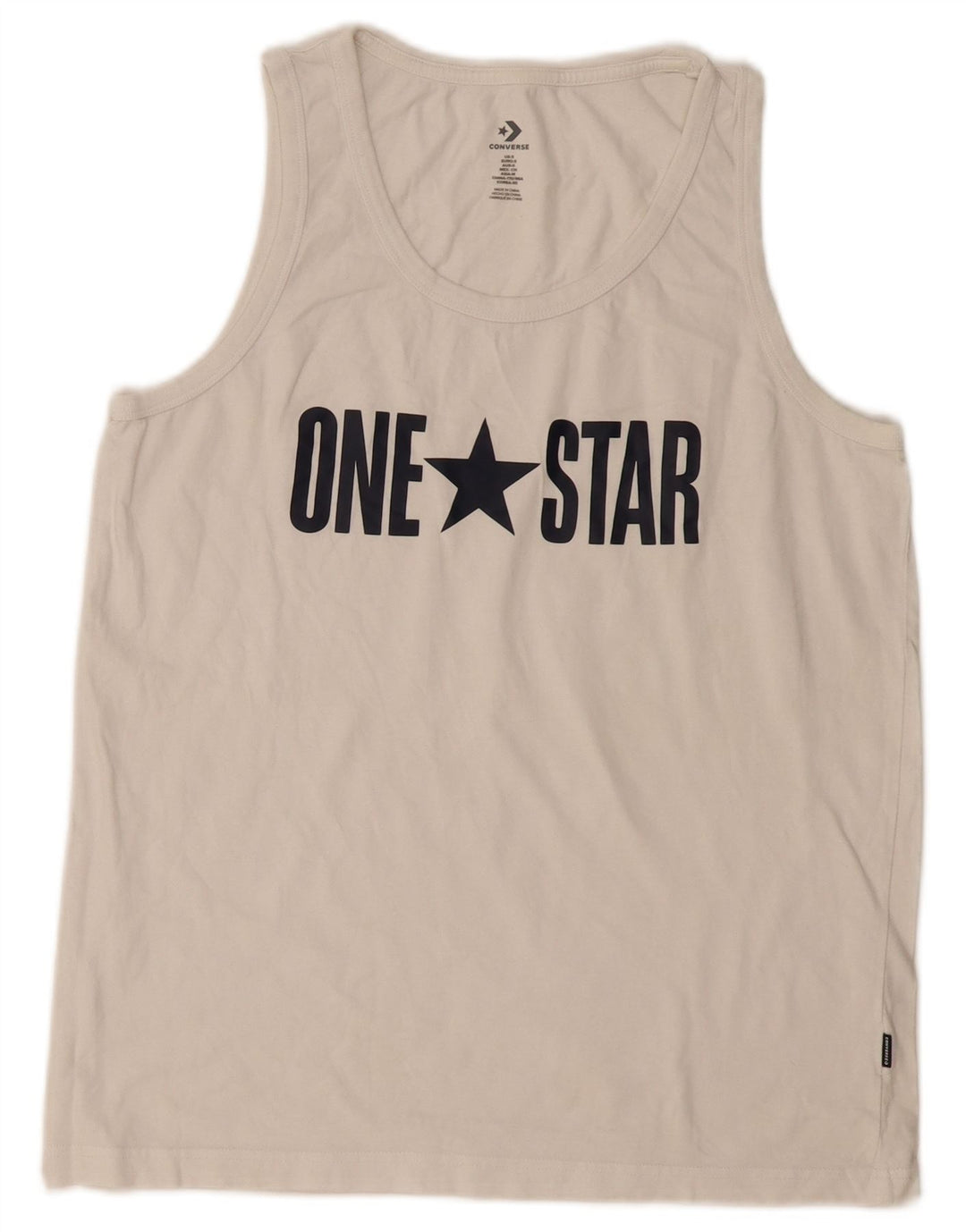 Converse Mujer Gráfico Chaleco Top UK 10 Pequeño Blanco