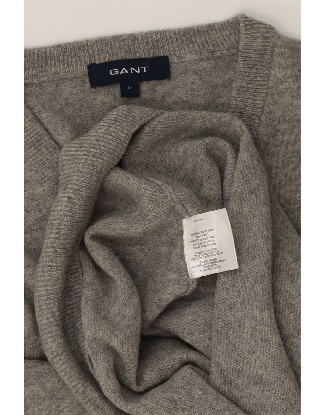 Gant Jersey con Cuello en V para Hombre, Jersey de Lana de Cordero Gris Grande