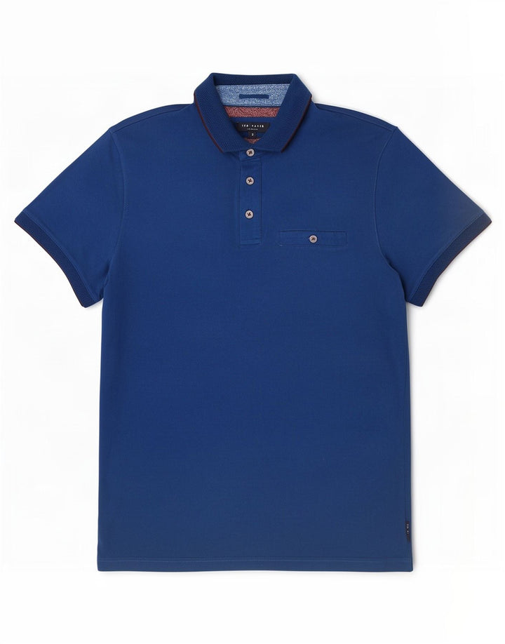 Ted Baker Polo para hombre Talla 3 Algodón azul mediano