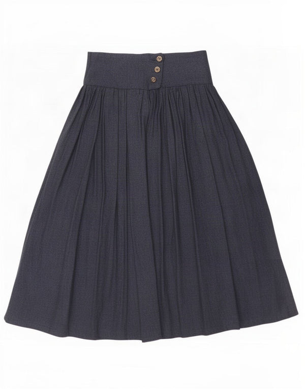 Vintage Womens High Waist Pleated Skirt XS W24 Navy Blue
