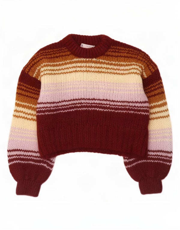 Zara Mujer Crop Turtle Neck Jumper Sweater UK 10 Small Multicolor