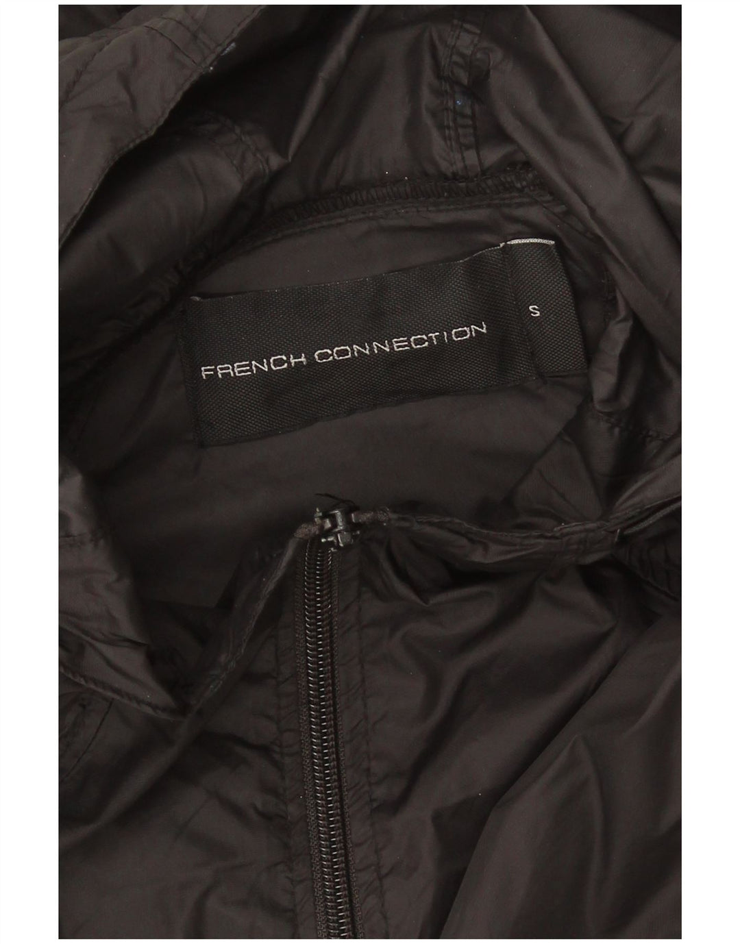 French Connection Chaqueta impermeable con capucha para hombre UK 36 Small Negro