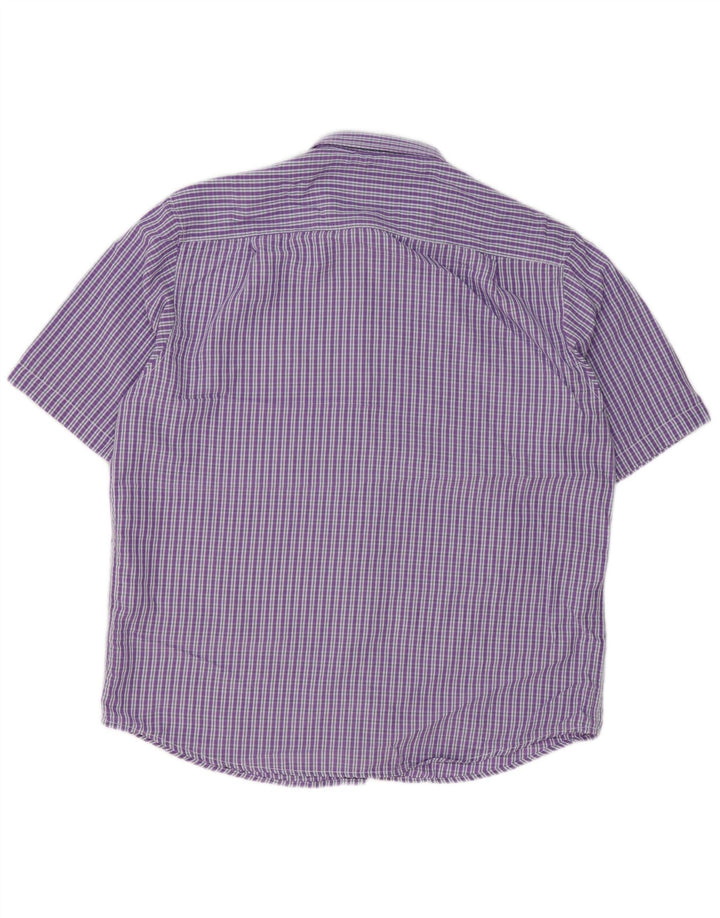 JAMES PRINGLE Camisa de manga corta para hombre Poliéster a cuadros morado grande