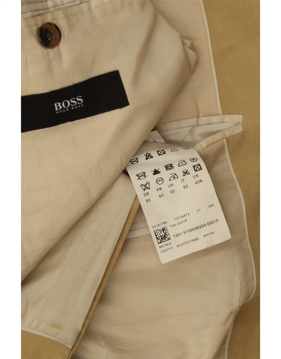 Hugo Boss Chaqueta tipo blazer de 2 botones para hombre Reino Unido 50 Grande Algodón beige