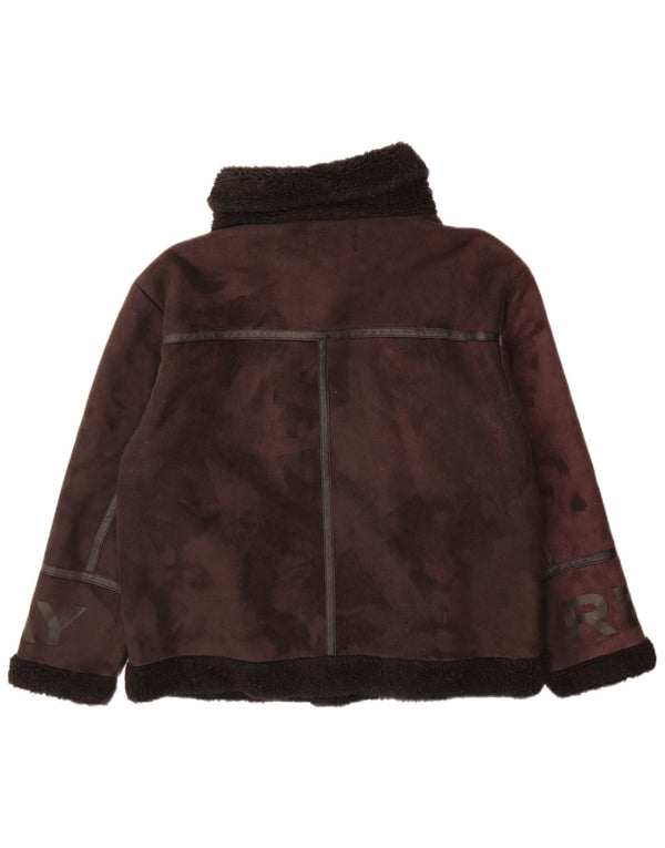 Replay Chaqueta Sherpa gráfica para mujer UK 44 Grande Poliéster marrón
