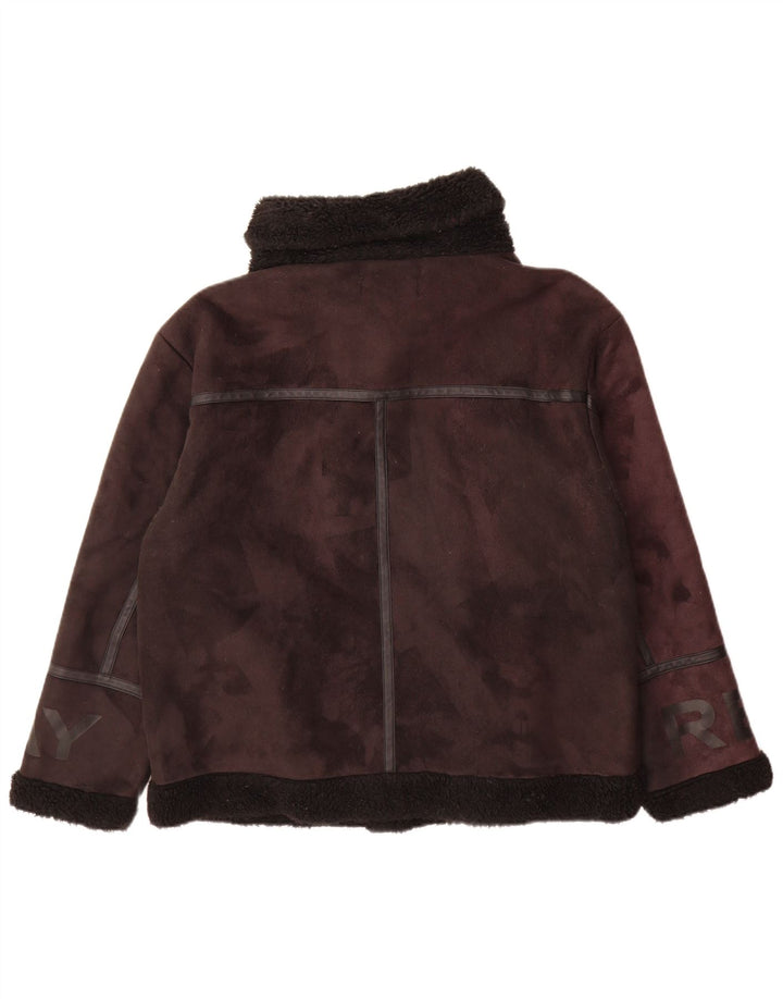 Replay Chaqueta Sherpa gráfica para mujer UK 44 Grande Poliéster marrón
