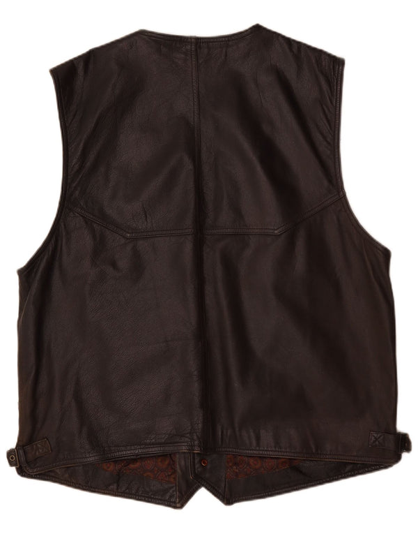 Chaleco de cuero vintage para hombre IT 62 6XL cuero marrón