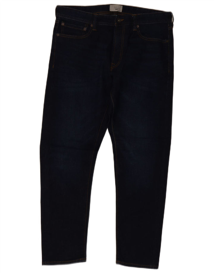 Marks & Spencer Jeans ajustados para hombre W34 L29 Algodón azul marino