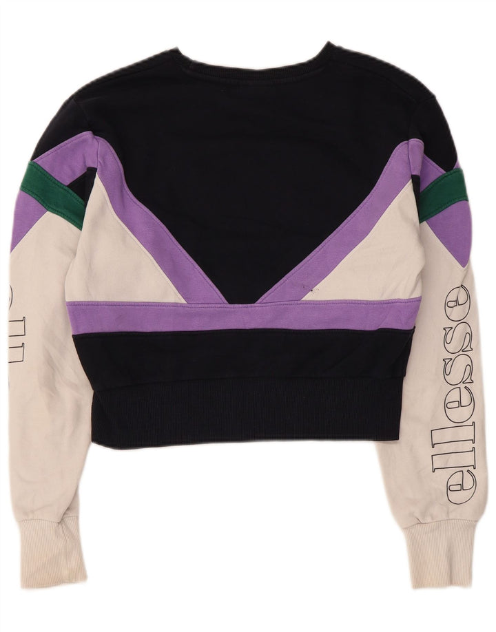 Ellesse Mujer Crop Sudadera Jumper UK 8 Small Multicolor Colorblock