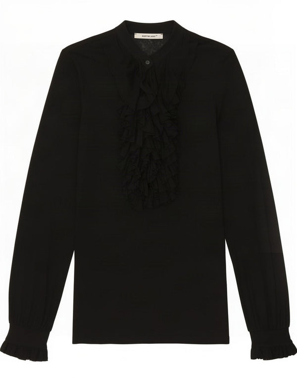 Northland Blusa de Manga Larga con Volantes en la Parte Delantera para Mujer UK 40 Medium Black