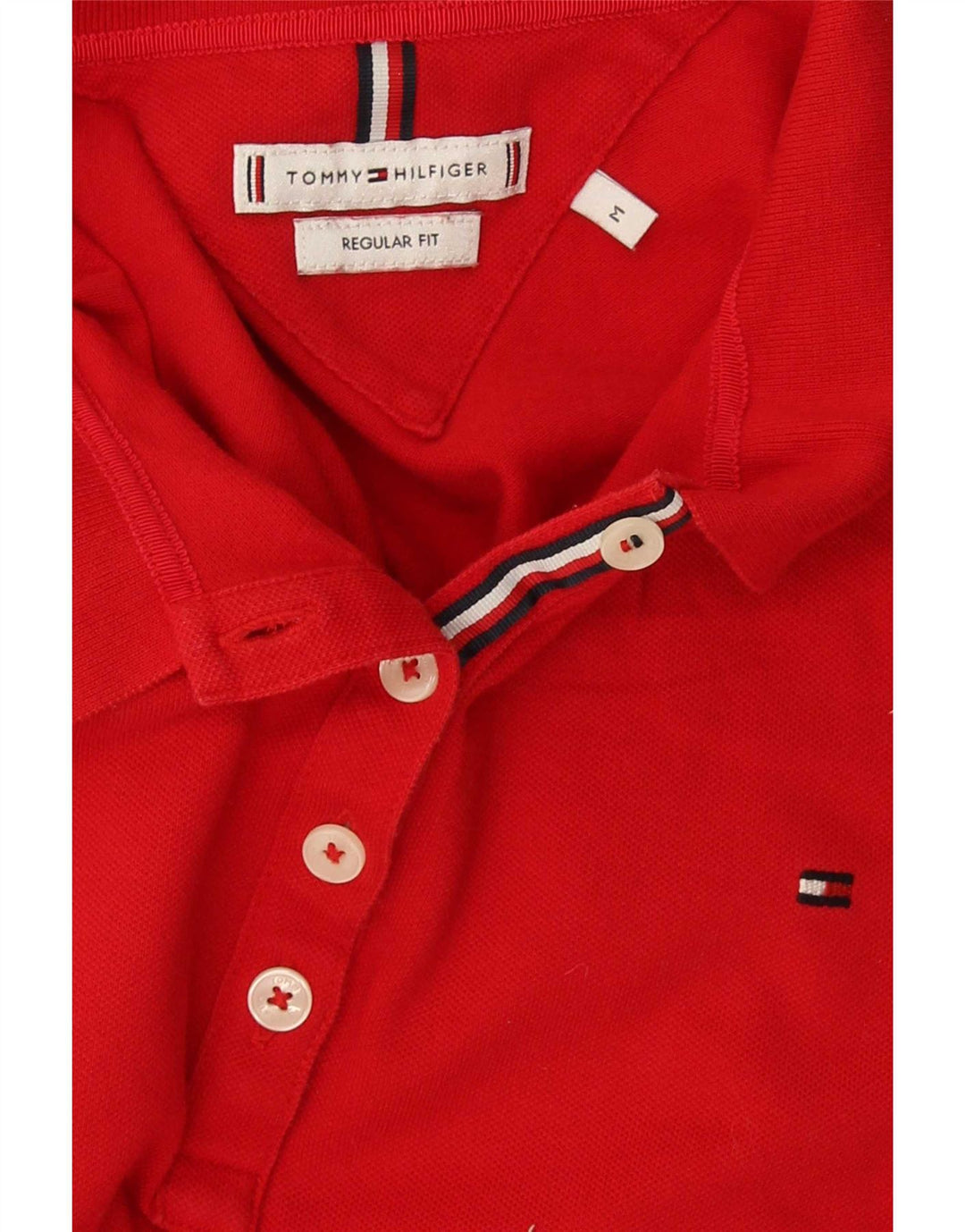 Tommy Hilfiger Polo de corte regular para mujer, talla 40, talla M, color rojo