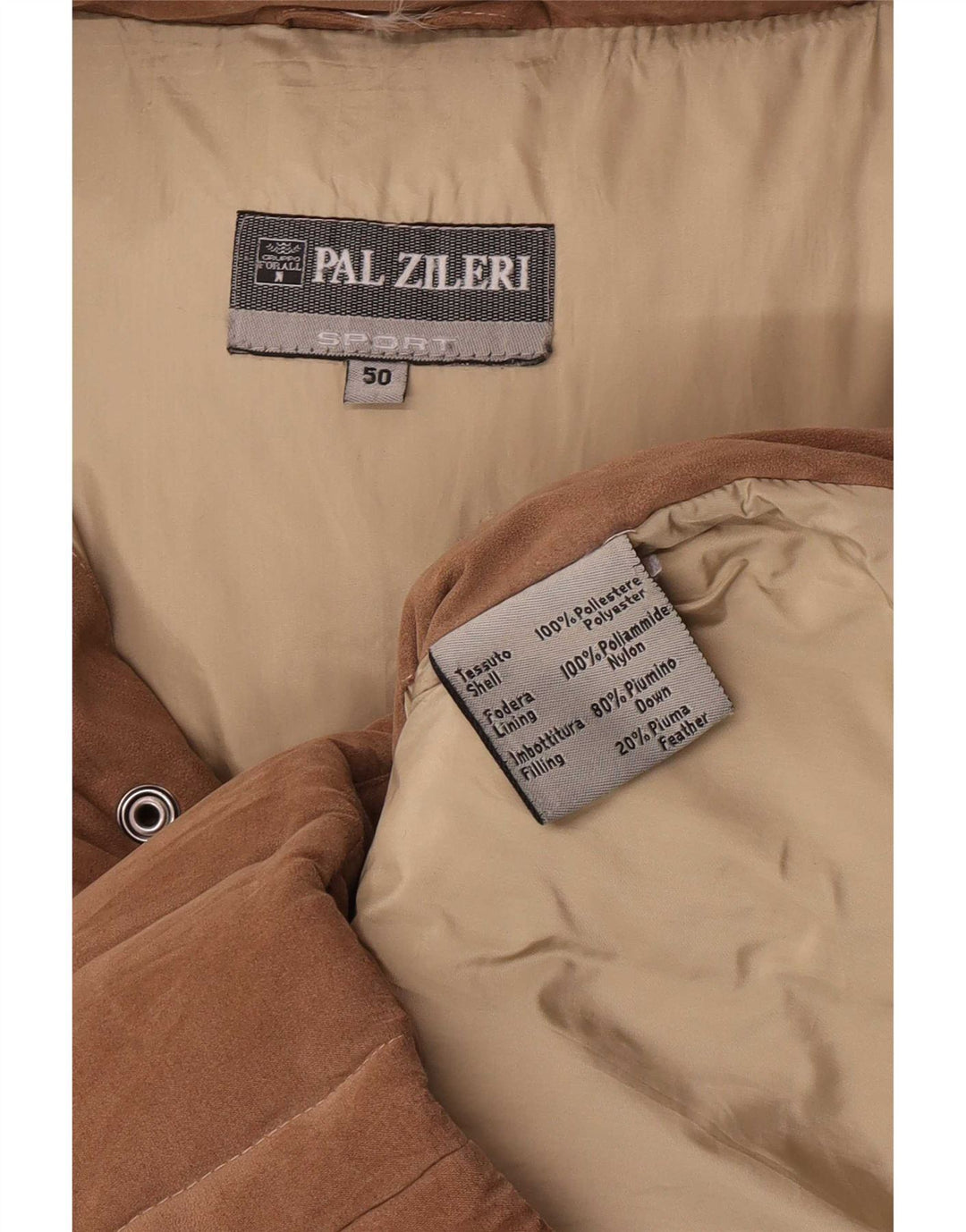 Pal Zileri Chaqueta acolchada con capucha para hombre IT 50 Large Marrón Poliéster