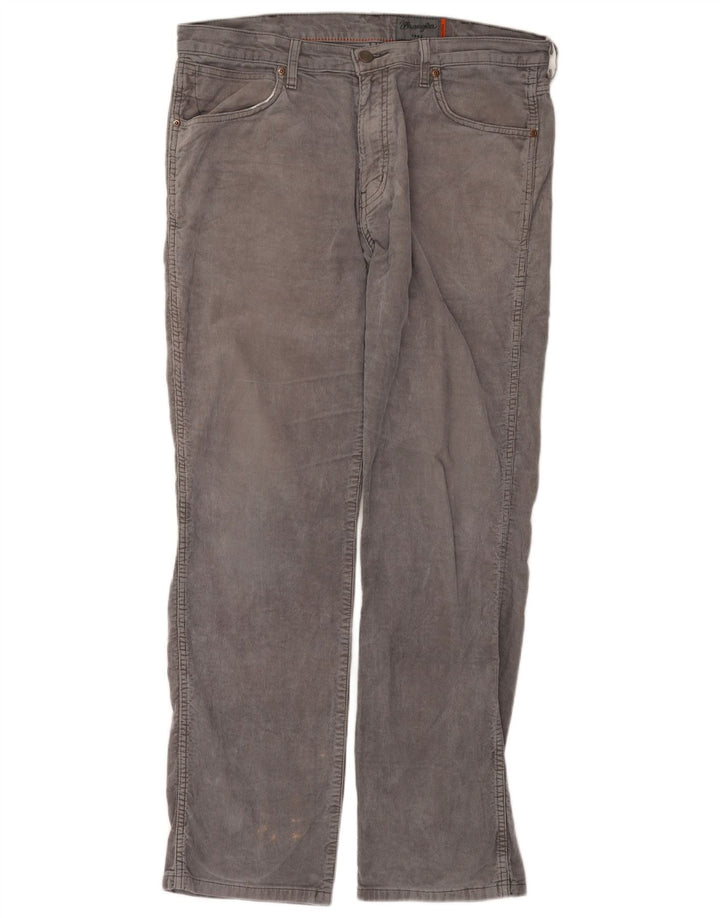 WRANGLER Pantalones de pana rectos elásticos Arizona para hombre W36 L32 Gris